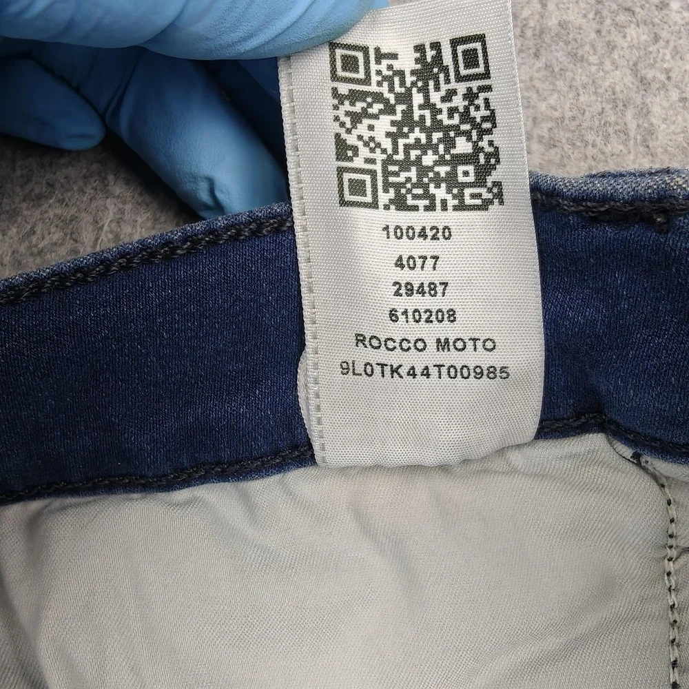 True Religion Rocco‎ Moto Jeans Mens 34x32 Blue Wash Slim Skinny Biker Denim